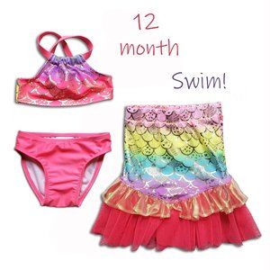 Mermaid Swimsuit - 12 Month - 3 Piece